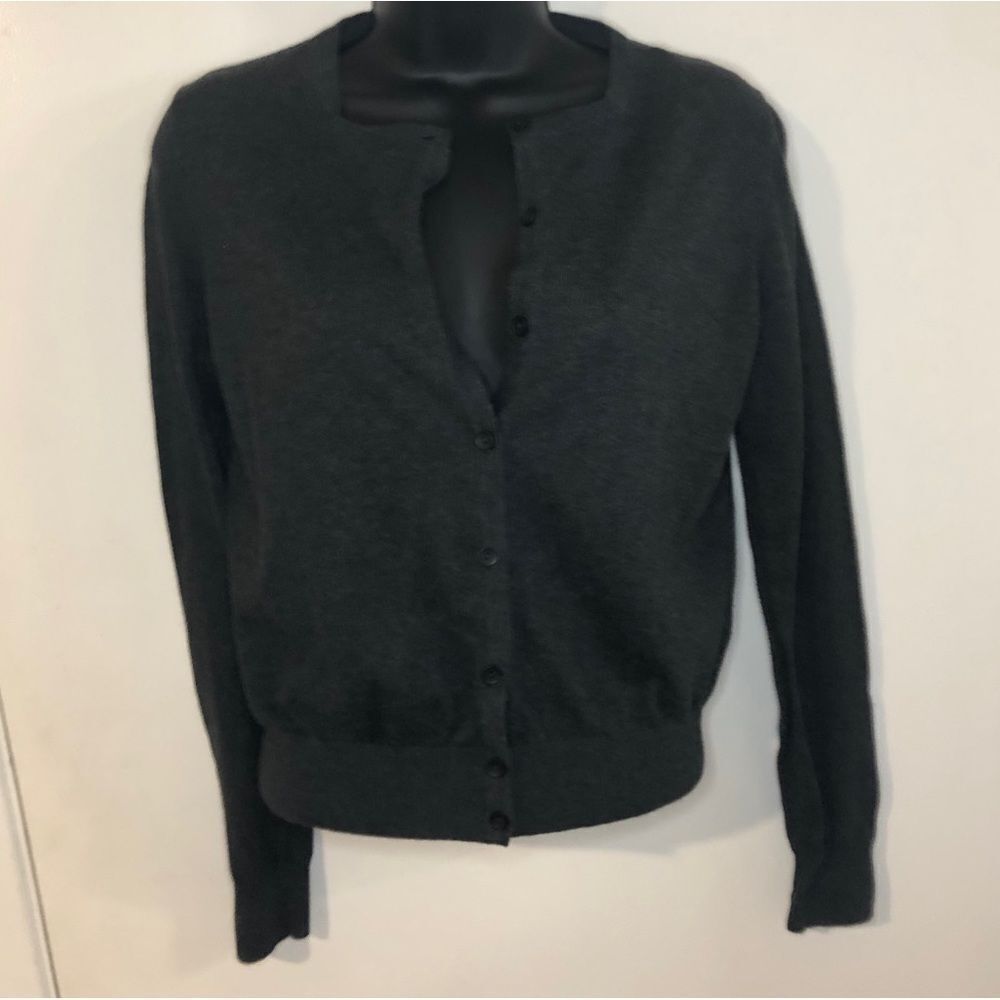 NWOT MERAKI WOMENS CHARCOAL GRAY BUTTON UP CARDIGAN SMALL 100% COTTON